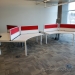 Red and White 3 Pod Workstations w/ Pin Board Panels